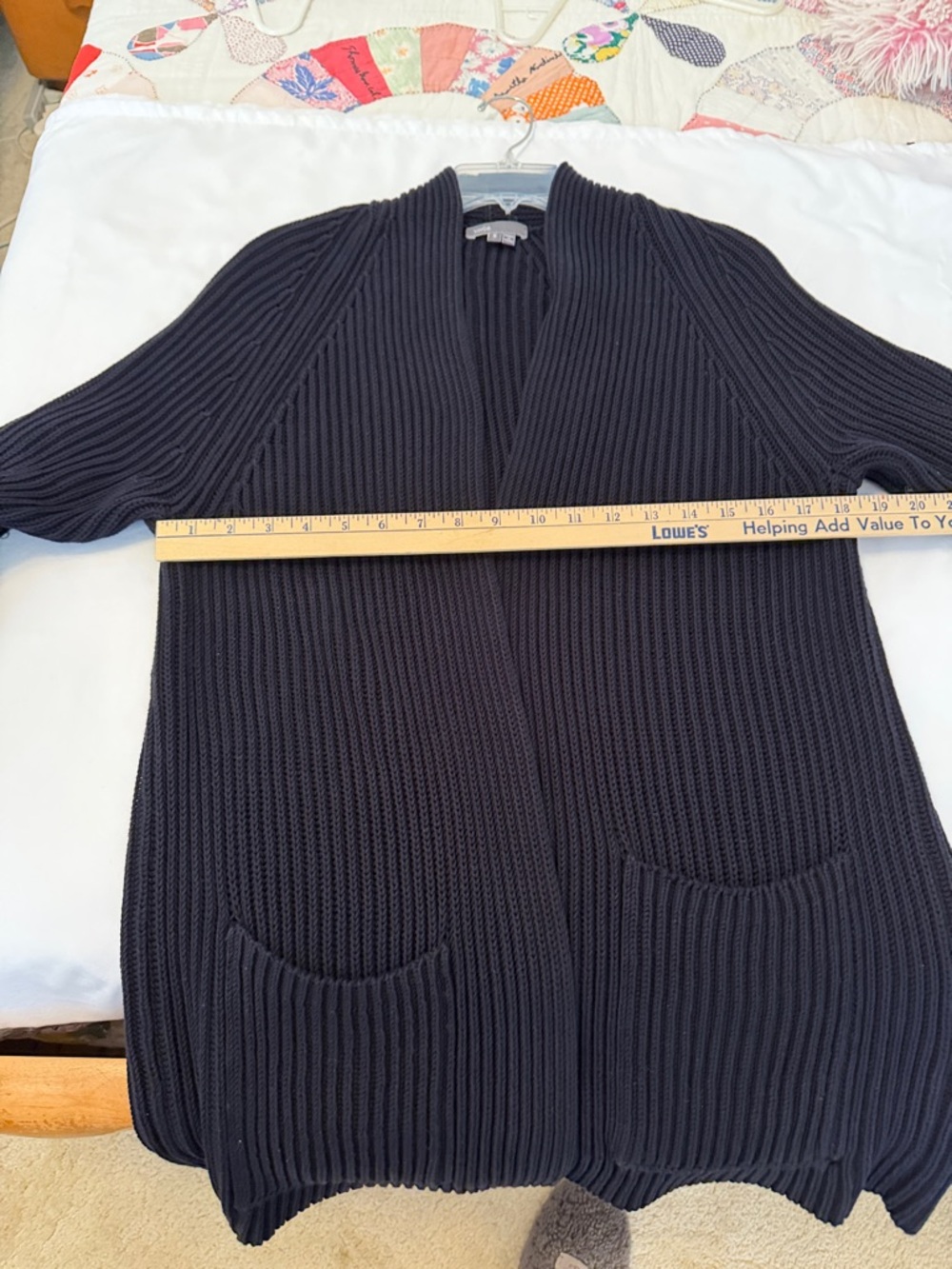 Vince Navy Ribbed Open-Front Cardigan - Picture 4 of 8